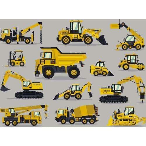 Realistic Cars Badges Thermal Transfer Stripe Garment Diy A-Level Washable Patch Forklift Crane Stickers On Boy Clothes