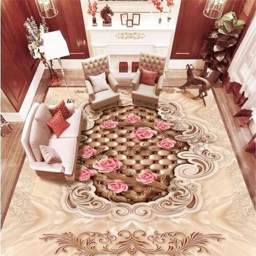 Beibehang kitchen custom noble marble mosaic pattern of European soft rose 3D PVC self-adhesive waterproof non slip floor