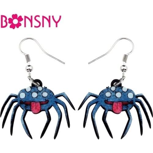 Bonsny Acrylic Halloween Novelty Spider Earrings Drop Dangle Big Long Punk Animal Jewelry For Women Girls Teens Charms Wholesale