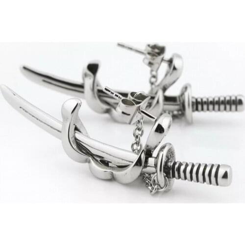 Hot Fashion Mens Small Vintage High Quality Metal Punk Samurai Sword Earrings Earrings Punk Jewelry Gift