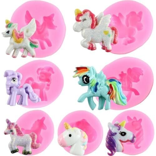 Unicorn Silicone Moulds Baby Birthday Cake Decorating Tools Cupcake Topper Fondant Mould Candy Chocolate Mould Clay Resin Mold