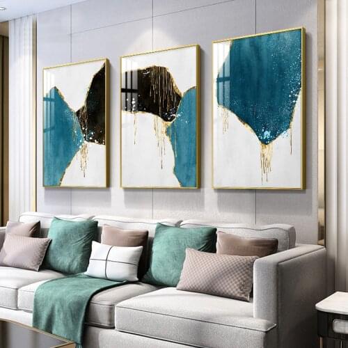 Modern Abstract Luxury Gold Foil Canvas Painting Flowing Golden Art Poster Print Nordic Wall Picture for Living Room Home Decor