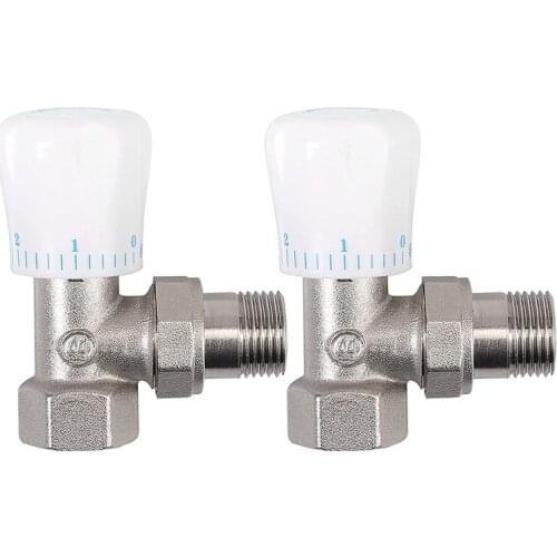 Thermostatic Radiator Valve 2Pcs 15mm x 1/2Inch Thermostatic Angle TRV Thermostatic Radiator Valve for Home Office