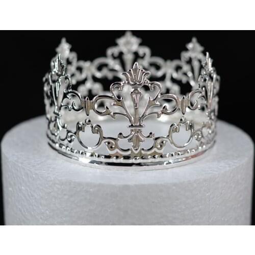 1PC Tiara Gold Color Crown Cake Topper Decoration Decorative Elegant Wedding Cake Princess Birthday Decoratio Party Supplies