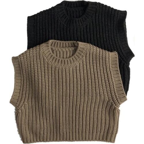 2021 Spring Fashion Girls Clothes Solid Knit Kids Jumper Boys Girls Sweater Children Gilet Girls Pullover Hot Sale