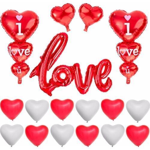 17Pcs/lot I Love You Foil Balloons Love Heart Wedding Party Decorations Valentines Day Wedding Anniversary Party Supplier Ball