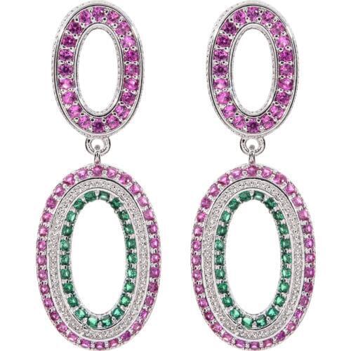 Egg-shaped color Zircon Earrings in Korean elegance and fashion are suitable for jewelry gifts for women/girls'wedding parties