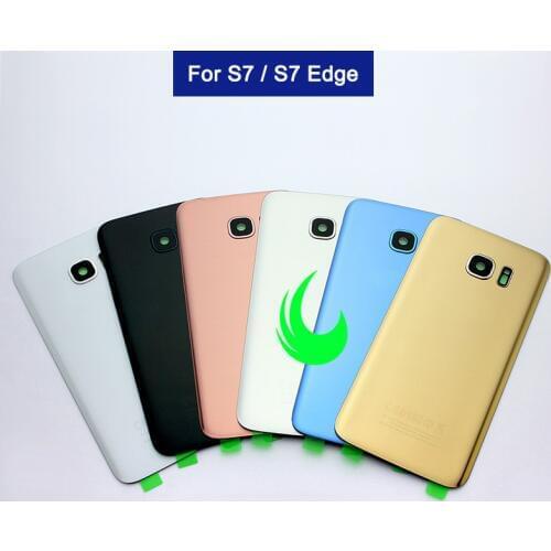 Back Rear Glass Housing Case For Samsung Galaxy S7 G930F / S7 Edge G935F Back Battery Cover Door SAMSUNG S7 Cover + Camera Lens