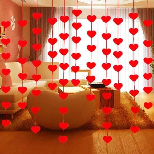 Heart Shape Pendants Curtains Valance Band String Curtain Non-Woven Line Door Wedding Party Window Living Room Decor