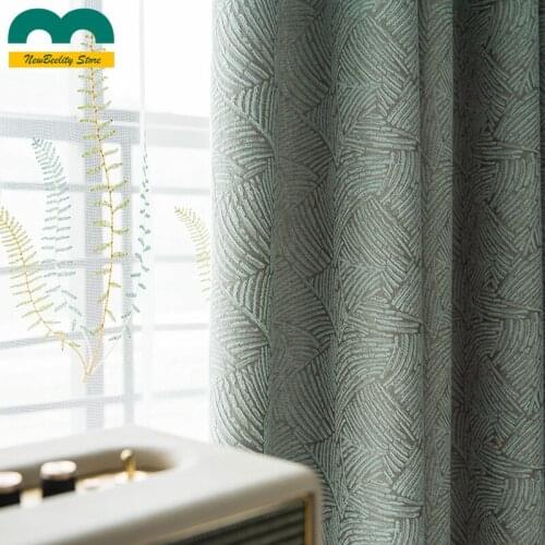Nordic High Level Jacquard Curtains for Living Room and Bedroom Curtains Thick Cotton and Linen Window Curtains Custom