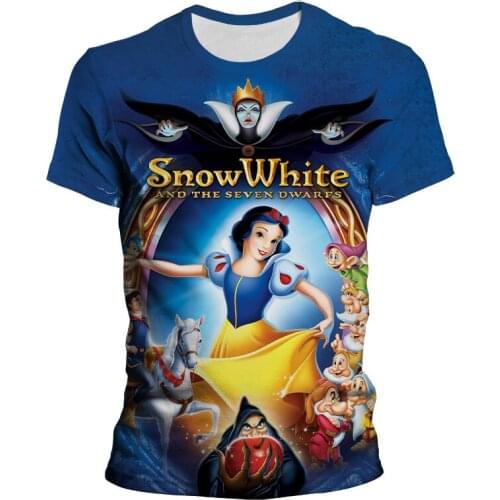 Snow White and Seven Dwarfs Womens T-shirt Cartoon Anime Summer Boy Girl Kids T Shirts Disney 3D Print Mens Clothing