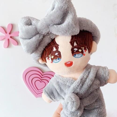 Headband Suit 20cm Doll Dress Up Grey Pajamas Idol Plush Doll Clothes Christmas Gifts