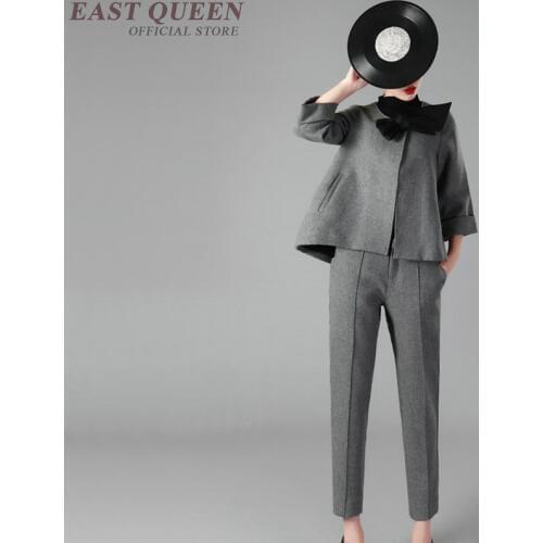 Women suit blazer casual three-quarter sleeve elegant bodycon pantsuit blazer o-neck women pullovers two piece suits DD290 F