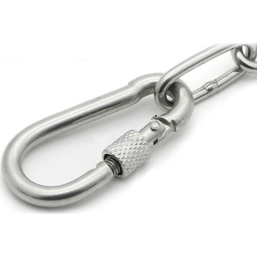 1Pcs 12x140m Silver Snap hook with screw Chain Fastener Hook Carabiner 304 Stainless Steel Repair Hiking Camping Quick safe Lock