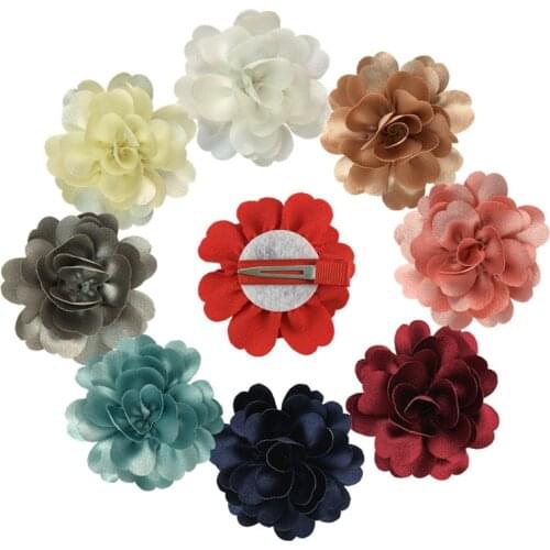 100 Pcs/Lot,7.5 cm Cute New Lotus Fabric Hair Flower For Headbands Clips Satin DIY Flowers For Hair Accessories Wedding Decor