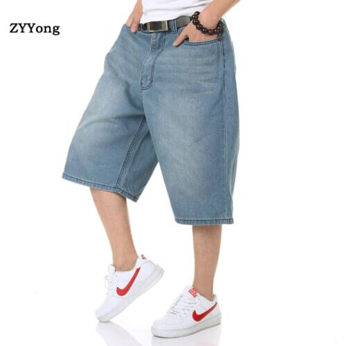 2020 Summer Denim Shorts Male Jeans Plus Size Wide Leg Jean Shorts Male Skateboard Men Fashion High Quality Denim Shorts 44 46