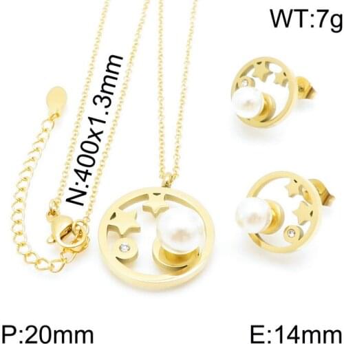 3 Colors Fashion Round Stainless Steel Jewelry Pendant Earrings Sets For Women Free Shipping SBJZGUBH