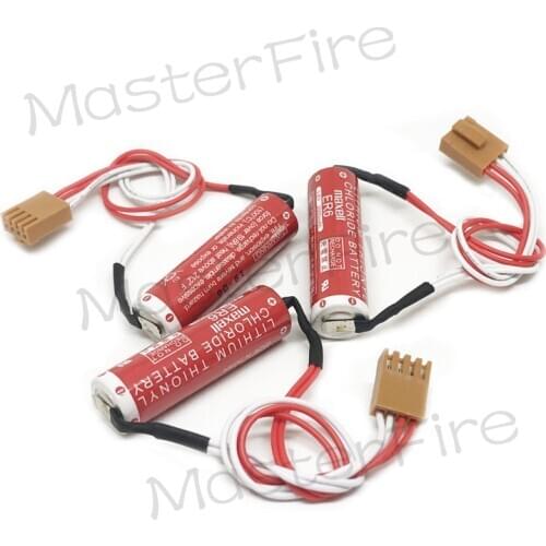 3pcs/lot Maxell ER6 3.6V 2000mah Lithium Battery PLC Batteries with Brown Plug Connector Made in Japan
