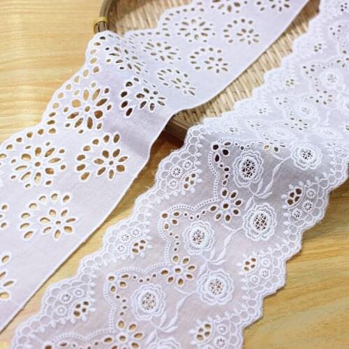 3Yds/lot 9.8cm wide New beige snowflake shape cotton embroidered lace clothing belt pillow luggage fabric accessories AC227