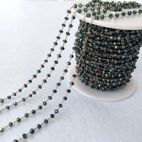 5 Meters Gold Color 3mm Glass Beads Chains Beaded Chains for DIY Necklace Bracelet Jewelry Finding LZ66