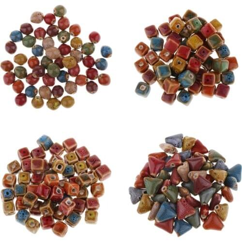 50 Pieces Flower Glaze Ceramic Beads Porcelain Bead for DIY Bracelet Ceramic Beads DIY Loose Bead Porcelain Handmade