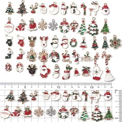 51pcs/lot Mixed Style Metal Christmas Charms Santa Claus Pendants for Necklace Bracelet DIY Jewelry Making Xmas Decoration