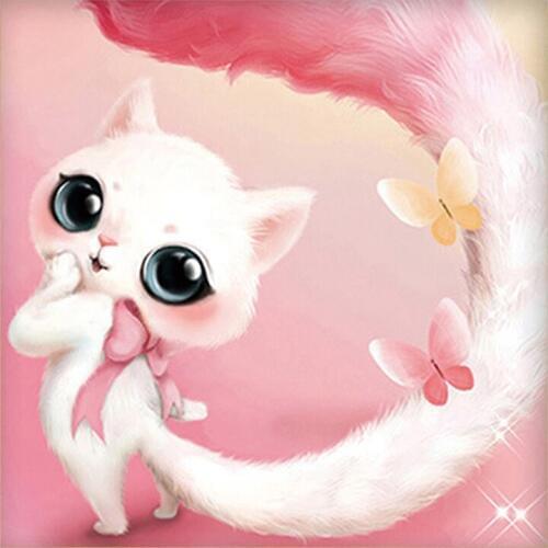 5D DIY Diamond Painting Cartoon Cute Cat Diamond Embroidery Full Cross Stitch Rhinestone Mosaic Home Decor Handmade Gift
