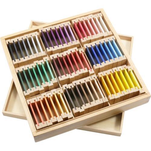 63Pcs Montessori Sensorial Color Tablets 3rd Boxes with Lids Containing Color Tablets Large Size Children Toy Preschool Training