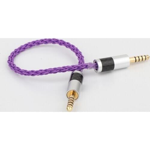10CM 4.4mm Balanced Male to 4.4mm Balanced Male Single Crystal Coppe Silver Plated Audio Adapter Cable 4.4mm to 4.4mm
