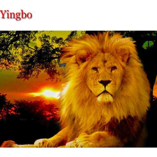 5d Diamond Painting Africa lion Cross Stitch Diamond Embroidery Full Drill square round sunset landscape Home Decoration puzzle
