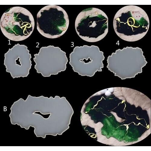 ANGELADY Large Irregular Wave Round Coaster Silicone Mold Cup Mat Resin Mold Epoxy Resin Cement Casting Jewelry Making Art Tools