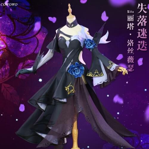 Anime! Honkai Impact 3 Rita Rossweisse Fallen Rosemary Sexy Mystery Lolita Dress Slim Uniform Cosplay Costume Party Women Outfit