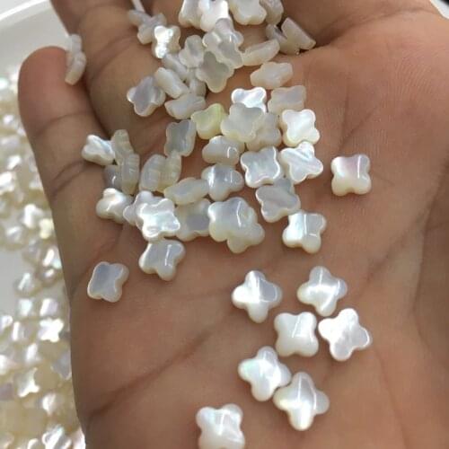 10pcs Natural Shell Four-leaf Clover Pendants Charms Mother of Pearl Shell Beads for DIY Jewelry Making Seashell Gift
