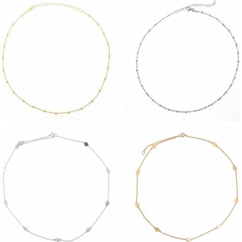 925 Sterling Silver Small Ball coin Chain Choker Necklace for Women Minimalist Clavicle Chain Fashion Jewelry Prom Accessories