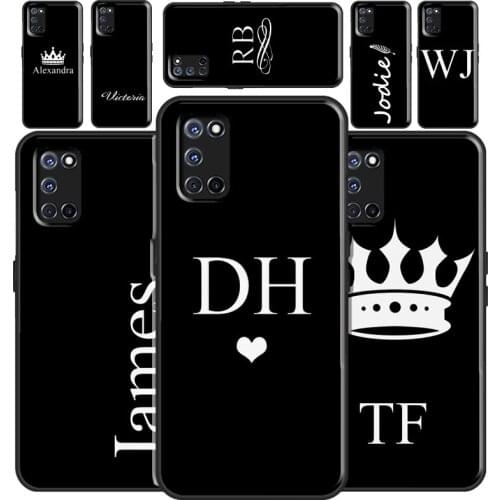 Personalised Initials Name Black Case For OPPO A3S A5S A1K A52 A72 A31 A53 A9 A5 2020 A15 A83 A91 F5 Reno 4 Pro Z 2Z Coque