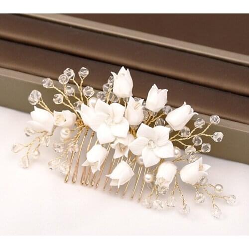 High Range Rhinestone Flower Haircomb Hair Decorations Hand Knitting Elegant Bridal Wedding Dress Tiara Accessories LB