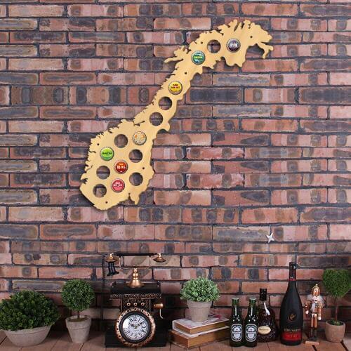 Wooden Wall Sign Beer Bottle Cap Display Holder The Kingdom of Norway Beer Cap Map Pub Bar Patriotic Man Cave Beer Lovers Gift