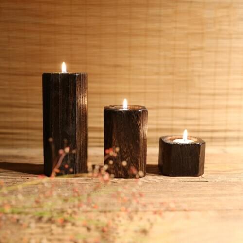 Wood Candle Holders Wedding Vintage Stand Column Romantic Dinner Candle Holder Simple Tealight Portavela Table Decoration AD50CH