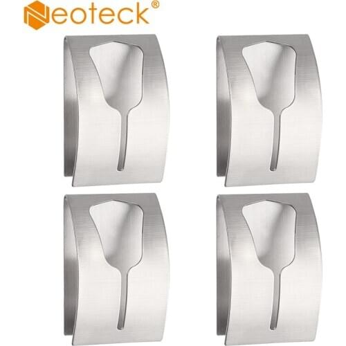 Neoteck Tea Towel Holders Set of 4 Self Adhesive Stainless Steel For Office, Garage, Storage Room, Toilet Towel Hooks