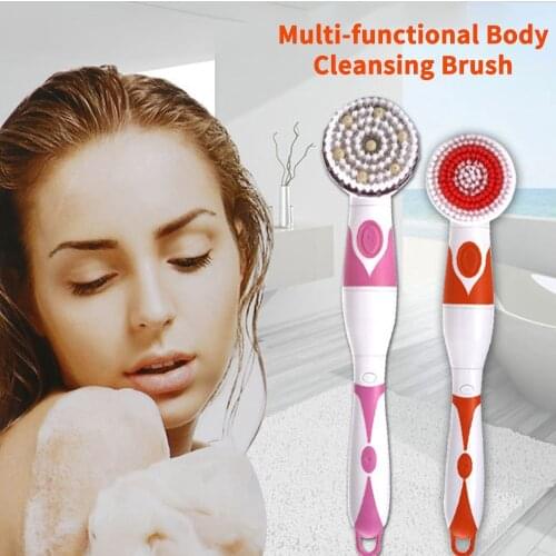 Electric Bath Brush Waterproof Body Cleansing Brush Back Cleaning Massage Scrubber Automatic Shower Brush Bathroom Shower Tool