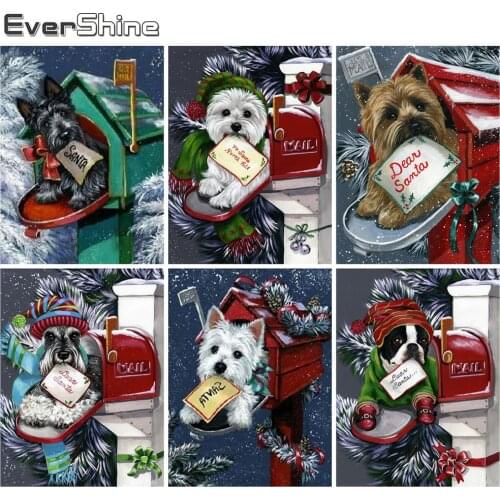 Evershine 5D DIY Diamond Painting Christmas Dog Craft Kit Diamond Embroidery Animal Cross Stitch Mosaic Home Decor Gift