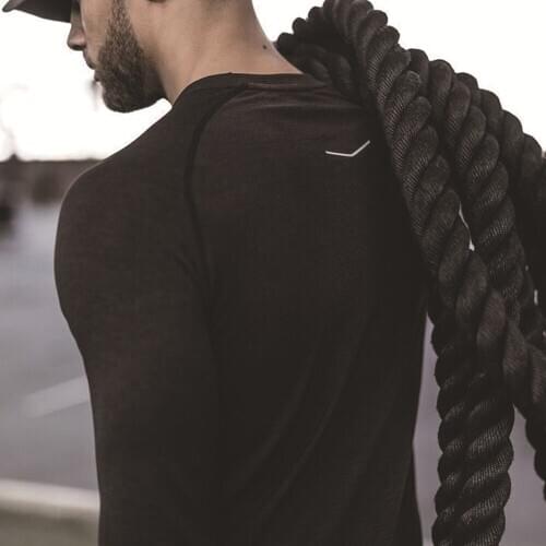 Men long sleeves t shirts Spring autumn mesh breathable tee Gyms Fitness running training sportswear Jogger brand clothes