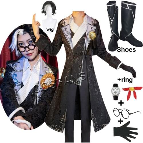 Game Identity V Cosplay Costumes Photographer Joseph Desaulniers Cosplay Costume D.M Skin Uniforms Halloween Wig shoes cane