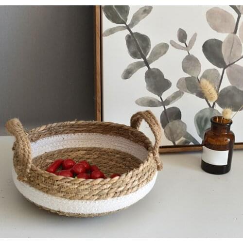Cotton Rope Basket with 2 Handles for Home Decor Jewellery Keys and Fruit