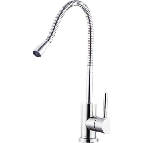 Stainless Steel Kitchen Sink Faucet Modern Chrome Basin Single Lever Tap