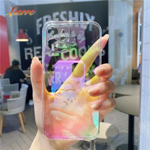 LierreRoom For Iphone 12 Mobile Phone Shell Iphone 11 New Rainbow Laser Gradient Translucent PC Shell Iphone XS Protective Cover