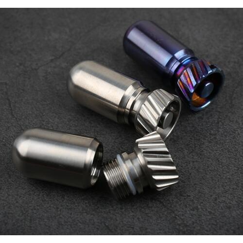 Titanium Alloy Waterproof Canister Medicine Seal Capsule Bottle Mini EDC Bottle Outdoor Camping Tool No Magnetic Light Weight