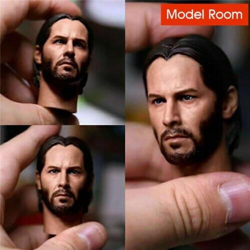 1/6 Killer Keanu Reeves Head Sculpt Carving Model for 12'' Male Action Figure Collectible Dolls Model