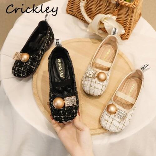 Fashion Cyrstal Girls Flats Princess Hook Loop Party Shoes For Kids Spring Autumn Non Slip Soft Toddler Children Mary Janes