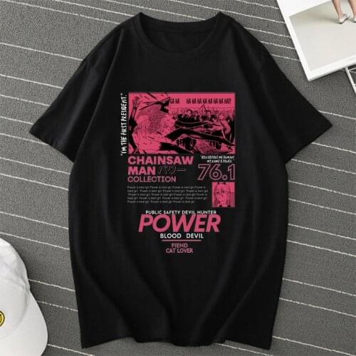 NEW Japanese Anime T Shirt Men Chainsaw Man Manga Graphic Tops Tees Funny Cartoon Pochita Makima T-shirt Unisex Tops Tshirt Male